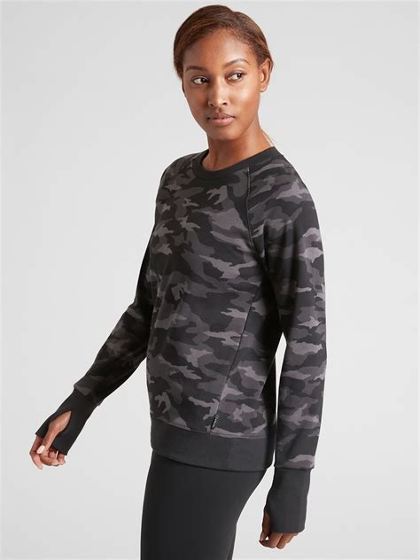 athleta blouse|athleta camo sweatshirt.